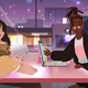 Indie pop band OFK sits around a table in We Are OFK, coming to Nintendo Switch summer 2022.